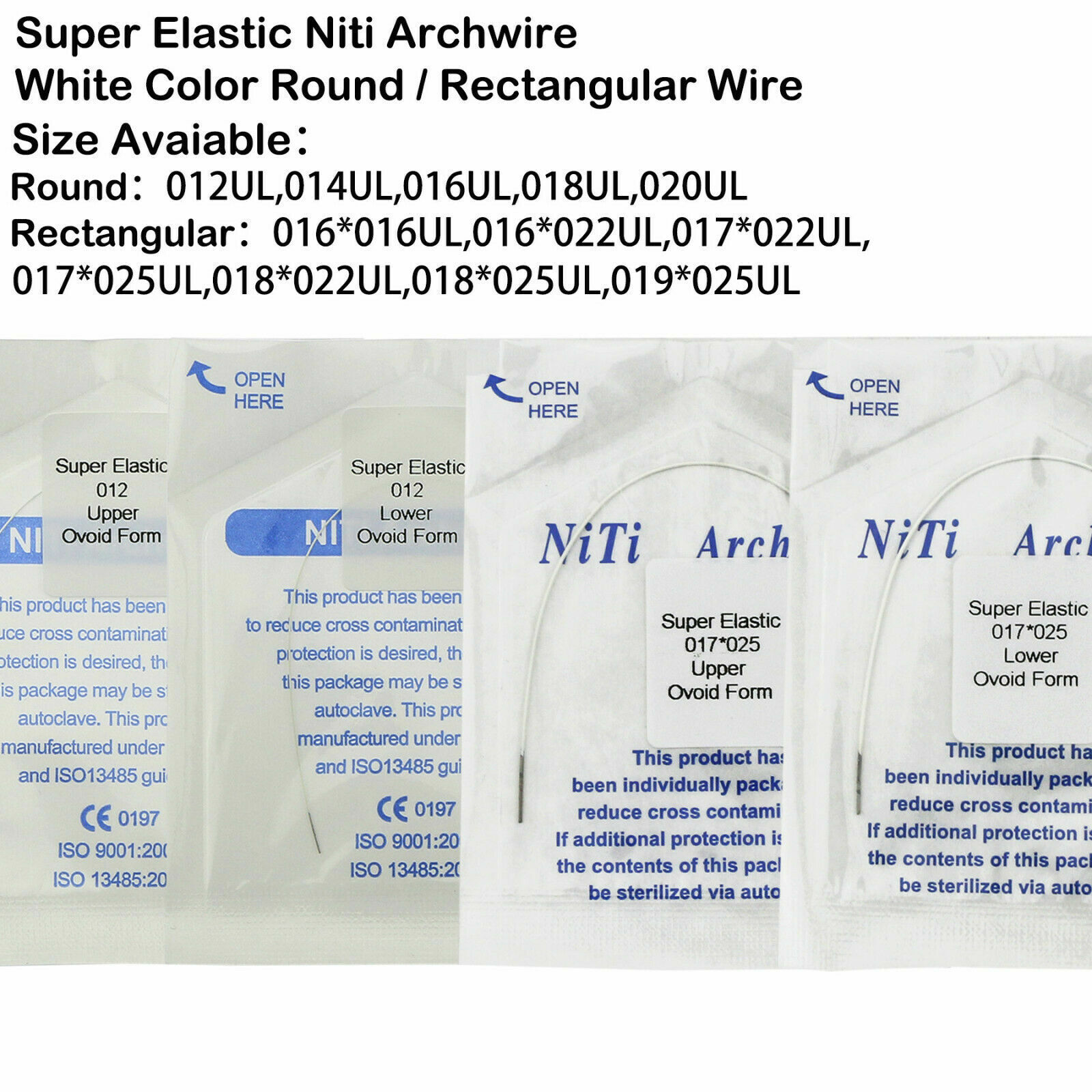 Dental Orthodontic Color Teeth Coded Niti Round/Rectangular Arch Wire Ovoid U/L