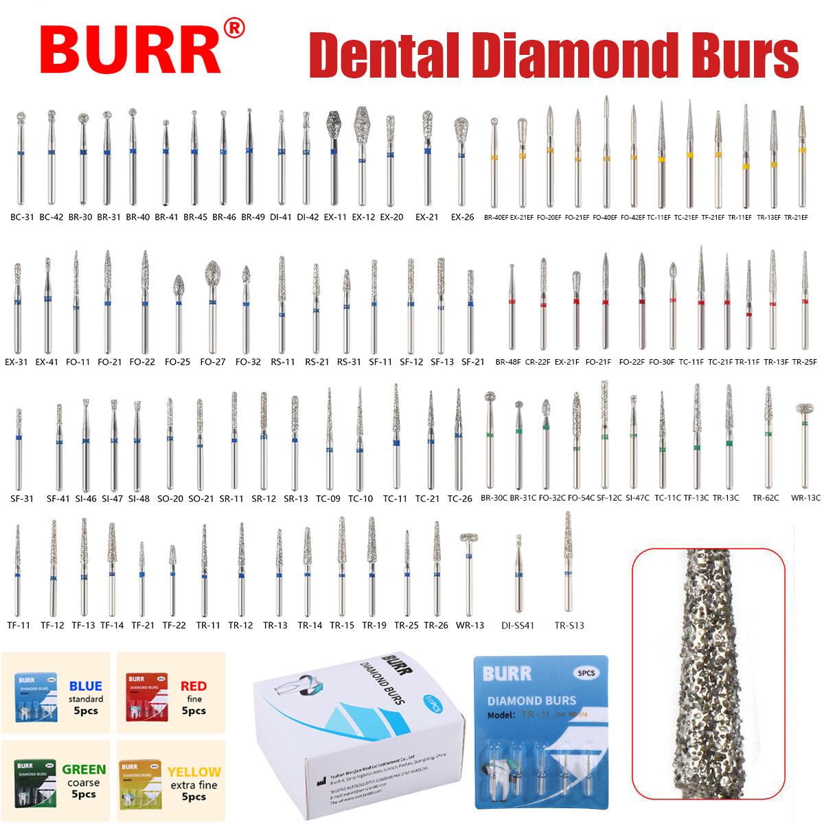SANDENT Dental Diamond Burs for High Speed Handpiece FG1.6mm FG Bur SR