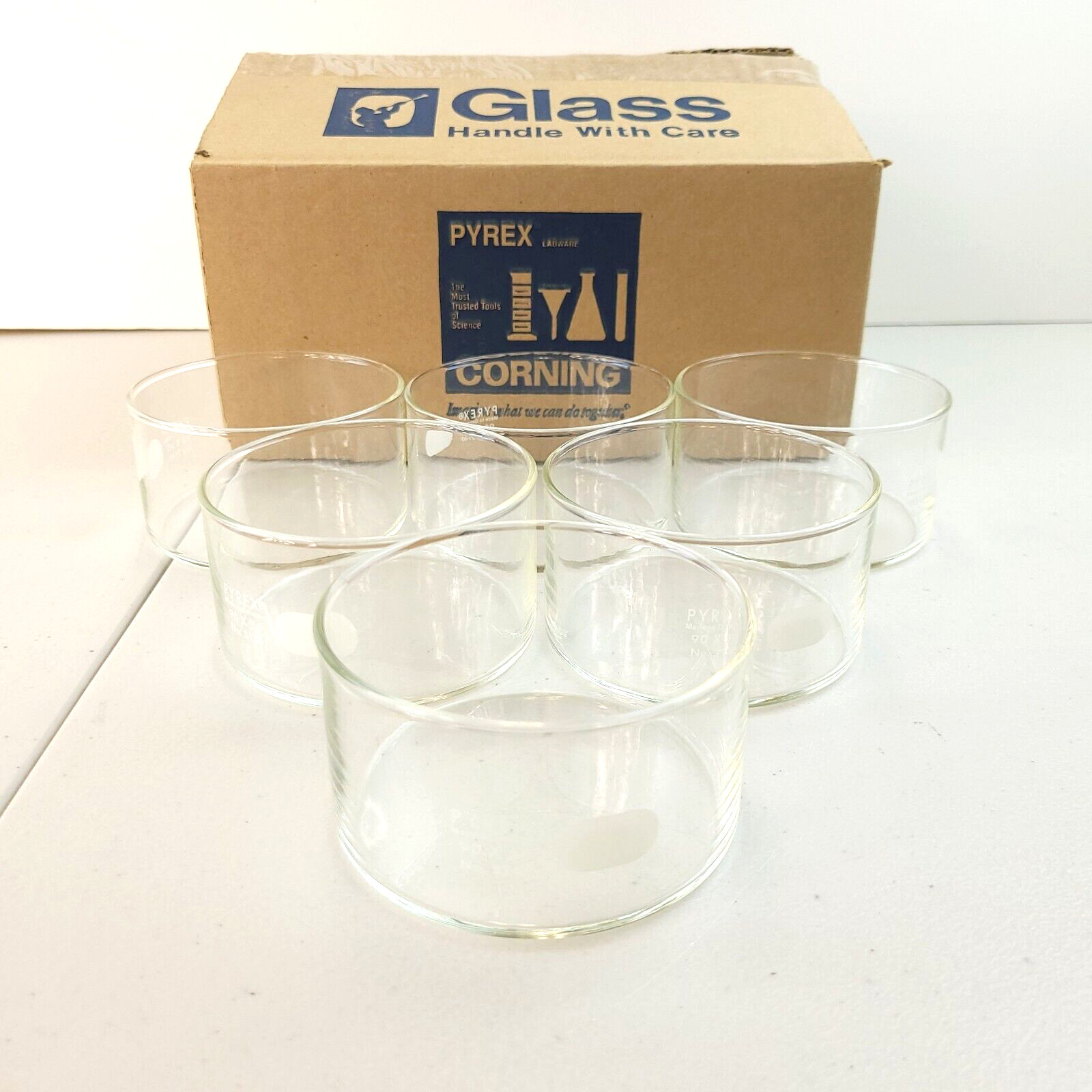 Pyrex 3140-90 Box of 6 270mL 7740 Glass Dish Crystallizing 90x50mm Corning